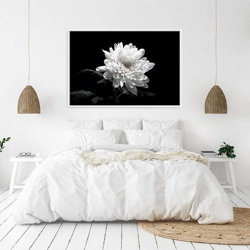 Chysanthemum Flower-The Paper Tree-black,black & white,black and white,chrysanthemum,floral,flower,landscape,monochrome,petals,premium art print,wall art,Wall_Art,Wall_Art_Prints,white,white flower