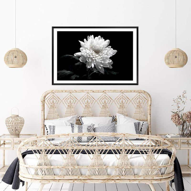 Chysanthemum Flower-The Paper Tree-black,black & white,black and white,chrysanthemum,floral,flower,landscape,monochrome,petals,premium art print,wall art,Wall_Art,Wall_Art_Prints,white,white flower