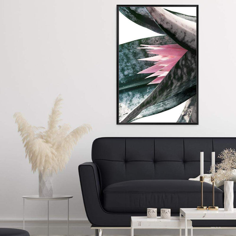 Pink Bromeliad III-The Paper Tree-botanical,bromeliad,bromeliad flower,floral,flower,green,pink,pink bormeliad,plant,portrait,premium art print,succulent,wall art,Wall_Art,Wall_Art_Prints