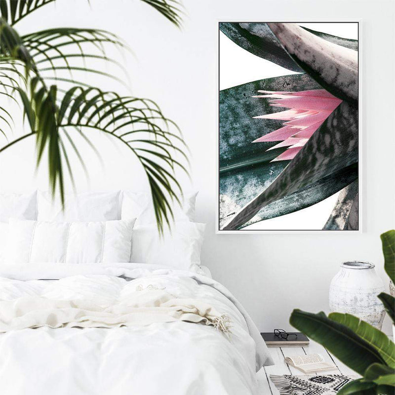 Pink Bromeliad III-The Paper Tree-botanical,bromeliad,bromeliad flower,floral,flower,green,pink,pink bormeliad,plant,portrait,premium art print,succulent,wall art,Wall_Art,Wall_Art_Prints