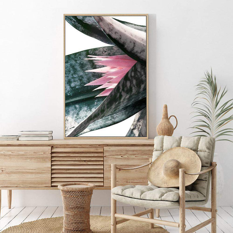 Pink Bromeliad III-The Paper Tree-botanical,bromeliad,bromeliad flower,floral,flower,green,pink,pink bormeliad,plant,portrait,premium art print,succulent,wall art,Wall_Art,Wall_Art_Prints