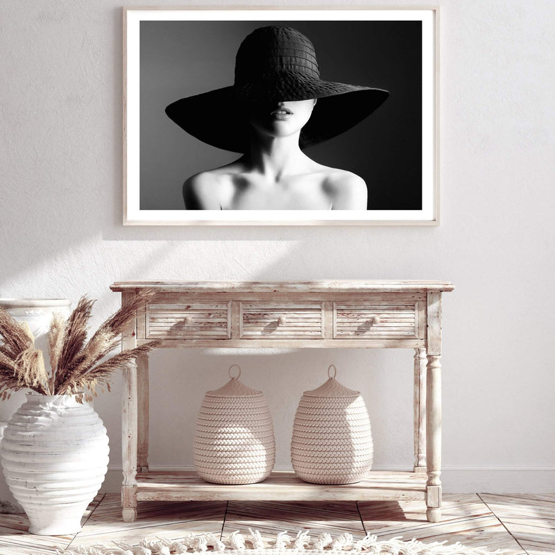 Elegance-The Paper Tree-black,black and white,elegant,FASHION,feature female,female,france,french,hat,landscape,monochrome,paris,premium art print,wall art,Wall_Art,Wall_Art_Prints,white,woman