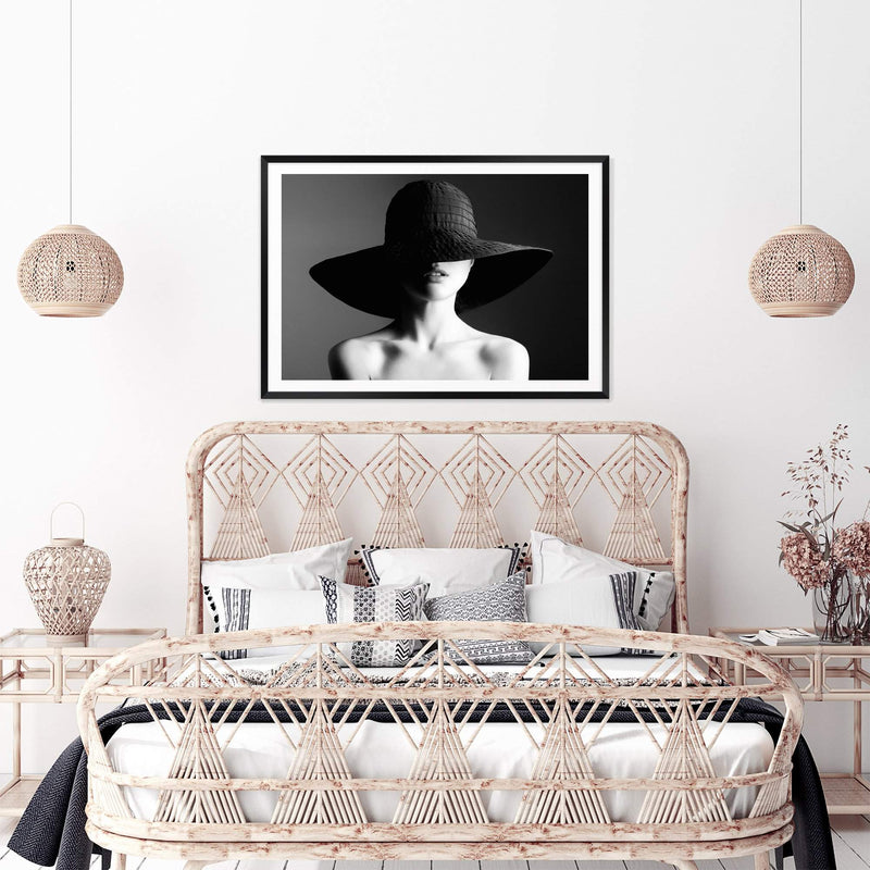 Elegance-The Paper Tree-black,black and white,elegant,FASHION,feature female,female,france,french,hat,landscape,monochrome,paris,premium art print,wall art,Wall_Art,Wall_Art_Prints,white,woman