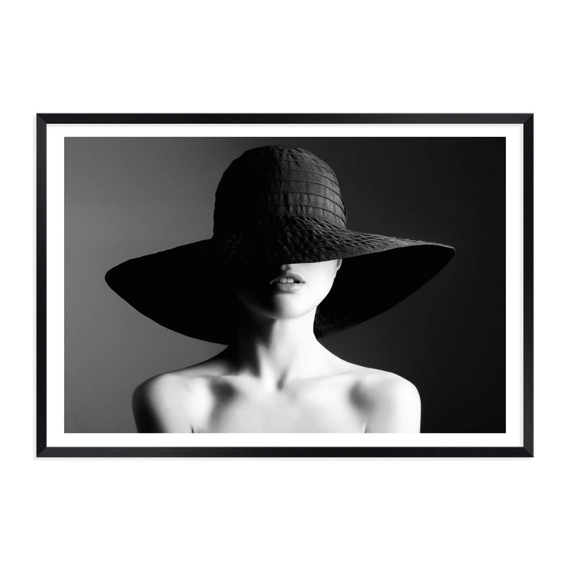 Elegance-The Paper Tree-black,black and white,elegant,FASHION,feature female,female,france,french,hat,landscape,monochrome,paris,premium art print,wall art,Wall_Art,Wall_Art_Prints,white,woman