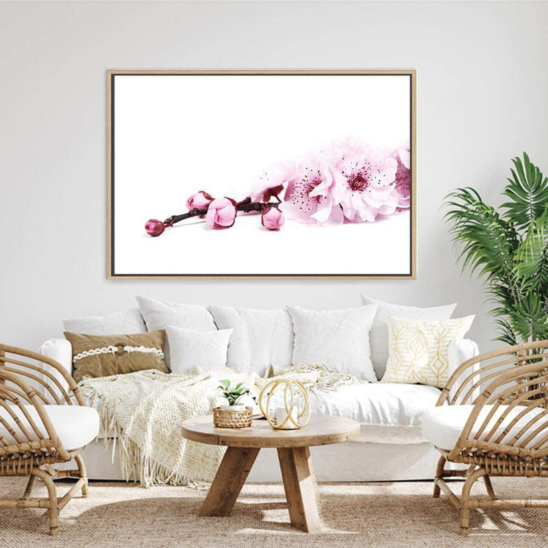 Cherry Blossom II-The Paper Tree-bloom,blossom,botanical,cherry blossom,eucalyptus leaves,floral,flower,landscape,pink,premium art print,wall art,Wall_Art,Wall_Art_Prints