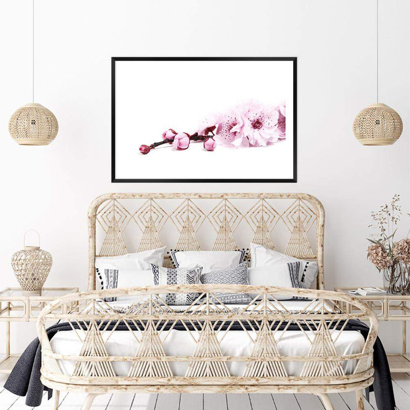 Cherry Blossom II-The Paper Tree-bloom,blossom,botanical,cherry blossom,eucalyptus leaves,floral,flower,landscape,pink,premium art print,wall art,Wall_Art,Wall_Art_Prints