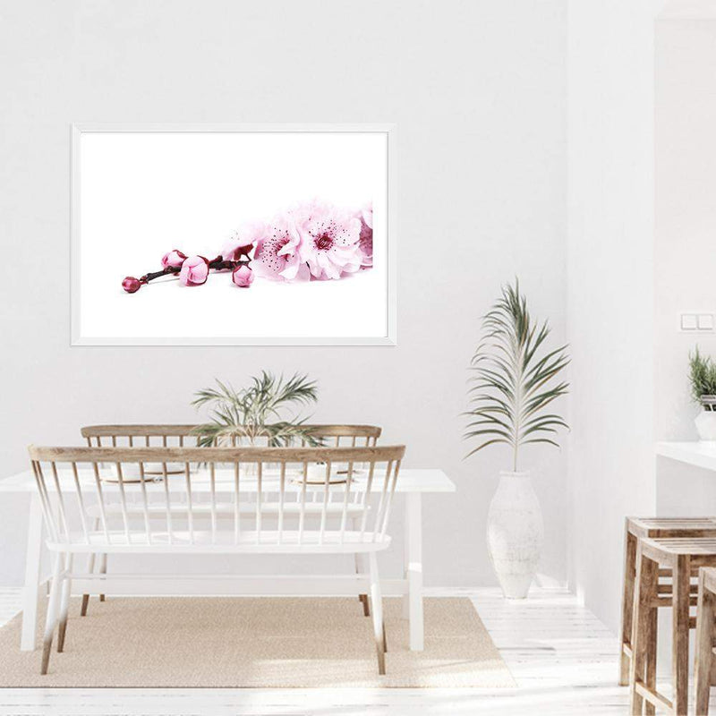 Cherry Blossom II-The Paper Tree-bloom,blossom,botanical,cherry blossom,eucalyptus leaves,floral,flower,landscape,pink,premium art print,wall art,Wall_Art,Wall_Art_Prints