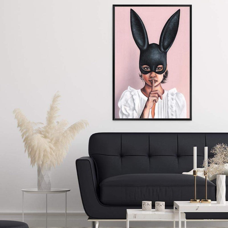 The Secret Bunny II-The Paper Tree-beautiful woman,boho,bunny mask,feature art,feature female,female,mask,painted,painted print,painting,portriat,premium art print,wall art,Wall_Art,Wall_Art_Prints,woman