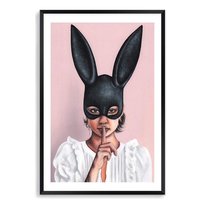 The Secret Bunny II-The Paper Tree-beautiful woman,boho,bunny mask,feature art,feature female,female,mask,painted,painted print,painting,portriat,premium art print,wall art,Wall_Art,Wall_Art_Prints,woman