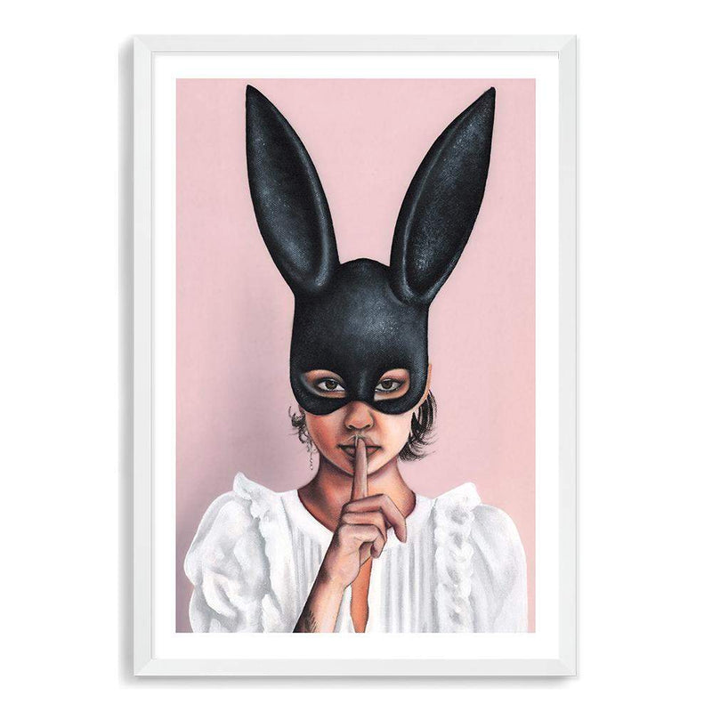 The Secret Bunny II-The Paper Tree-beautiful woman,boho,bunny mask,feature art,feature female,female,mask,painted,painted print,painting,portriat,premium art print,wall art,Wall_Art,Wall_Art_Prints,woman