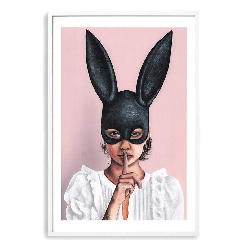 The Secret Bunny II-The Paper Tree-beautiful woman,boho,bunny mask,feature art,feature female,female,mask,painted,painted print,painting,portriat,premium art print,wall art,Wall_Art,Wall_Art_Prints,woman