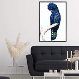 Black Cockatoo-The Paper Tree-animal,australian,australian native,bird,black,black cockatoo,blue,blue cockatoo,cockatoo,hamptons,painted,painted print,perch,portrait,premium art print,wall art,Wall_Art,Wall_Art_Prints