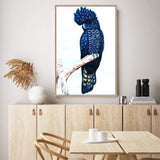 Black Cockatoo-The Paper Tree-animal,australian,australian native,bird,black,black cockatoo,blue,blue cockatoo,cockatoo,hamptons,painted,painted print,perch,portrait,premium art print,wall art,Wall_Art,Wall_Art_Prints