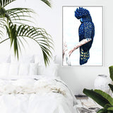 Black Cockatoo-The Paper Tree-animal,australian,australian native,bird,black,black cockatoo,blue,blue cockatoo,cockatoo,hamptons,painted,painted print,perch,portrait,premium art print,wall art,Wall_Art,Wall_Art_Prints