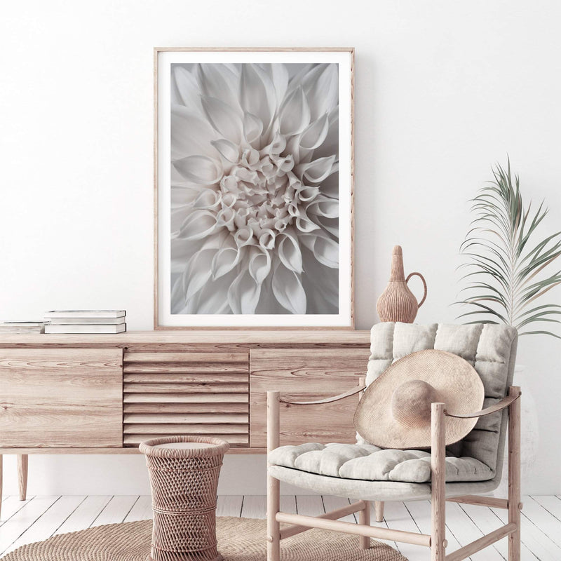 White Dahlia II-The Paper Tree-boho,DAHLIA,dahlia flower,feminine,Floral,flower,flowers,hamptons,neutral,portrait,premium art print,wall art,Wall_Art,Wall_Art_Prints,white