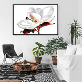 Painted Magnolia-The Paper Tree-boho,floral,flower,green,hamptons,landscape,magnolia,magnolia flower,neutral,orange,painted flower,painting,paintyed print,premium art print,wall art,Wall_Art,Wall_Art_Prints,white,white magnolia