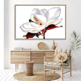 Painted Magnolia-The Paper Tree-boho,floral,flower,green,hamptons,landscape,magnolia,magnolia flower,neutral,orange,painted flower,painting,paintyed print,premium art print,wall art,Wall_Art,Wall_Art_Prints,white,white magnolia