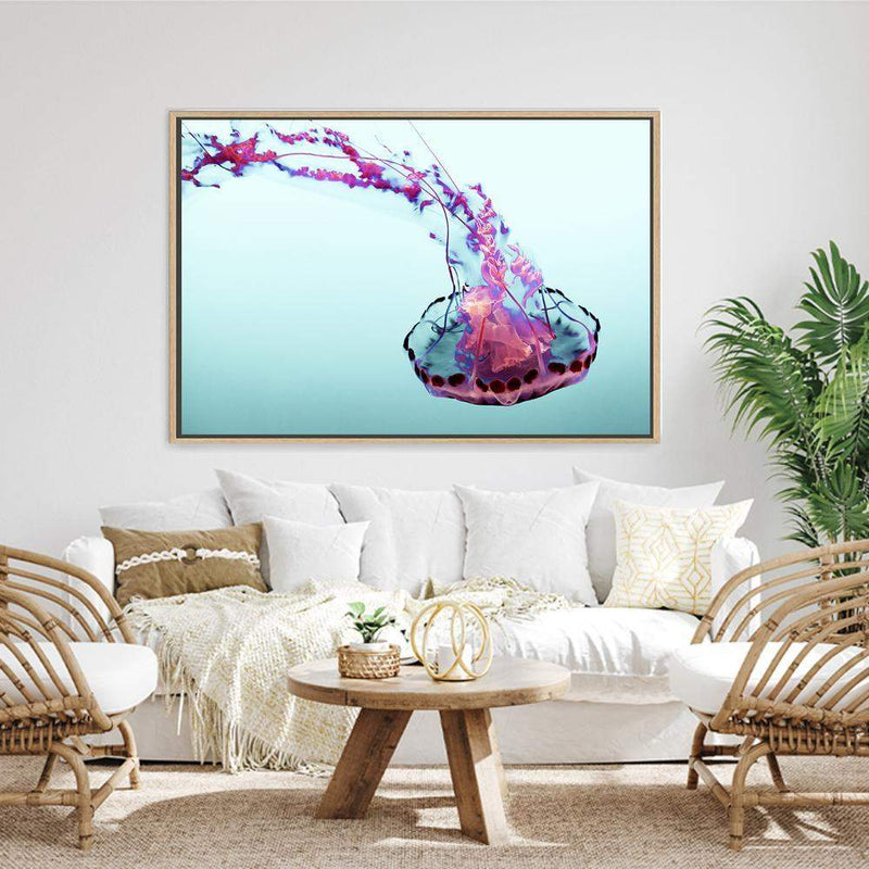 Pink Jellyfish-The Paper Tree-Animal,Colourful,Fish,hamptons,Jellyfish,landscape,Ocean,Pink,premium art print,Sea,Teal,vibrant,wall art,Wall_Art,Wall_Art_Prints