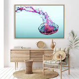 Pink Jellyfish-The Paper Tree-Animal,Colourful,Fish,hamptons,Jellyfish,landscape,Ocean,Pink,premium art print,Sea,Teal,vibrant,wall art,Wall_Art,Wall_Art_Prints