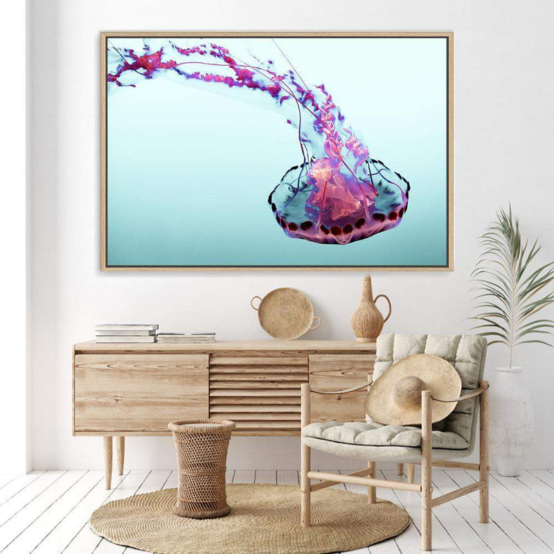 Pink Jellyfish-The Paper Tree-Animal,Colourful,Fish,hamptons,Jellyfish,landscape,Ocean,Pink,premium art print,Sea,Teal,vibrant,wall art,Wall_Art,Wall_Art_Prints