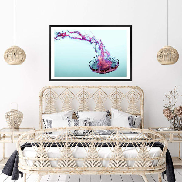 Pink Jellyfish-The Paper Tree-Animal,Colourful,Fish,hamptons,Jellyfish,landscape,Ocean,Pink,premium art print,Sea,Teal,vibrant,wall art,Wall_Art,Wall_Art_Prints