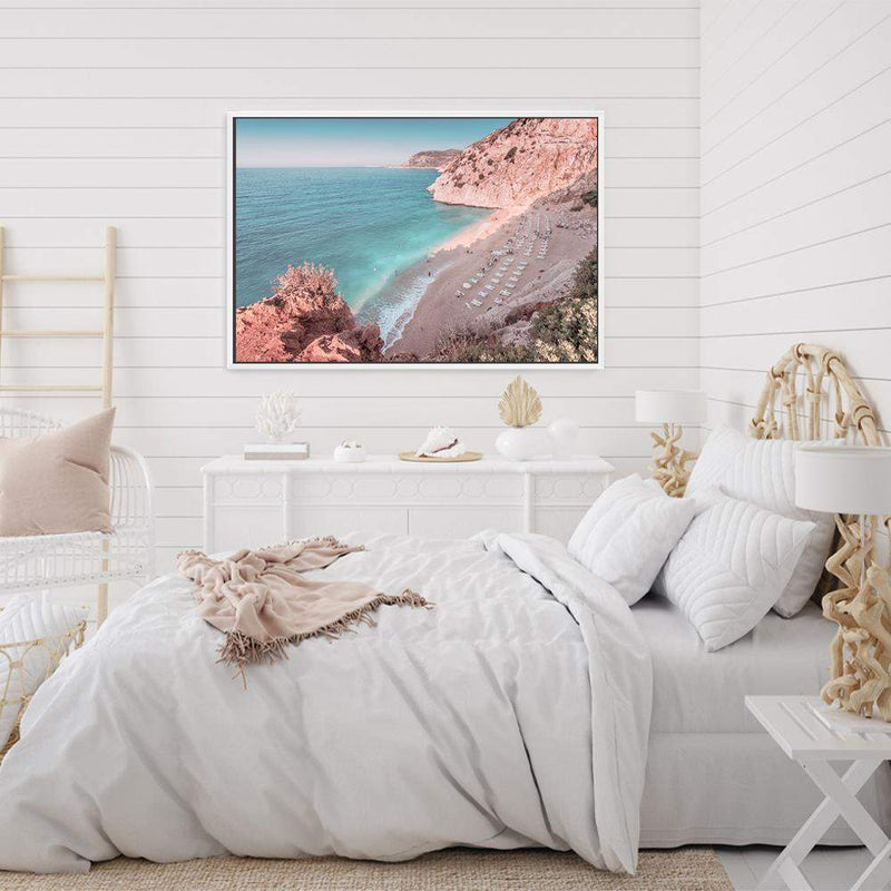 Kaputas Beach-The Paper Tree-beach,coast,coastal,cove,destination,kaputas beach,landscape,mediterrenean,ocean,orange,peach,pink,pink beach,premium art print,teal,travel,turkey,wall art,Wall_Art,Wall_Art_Prints