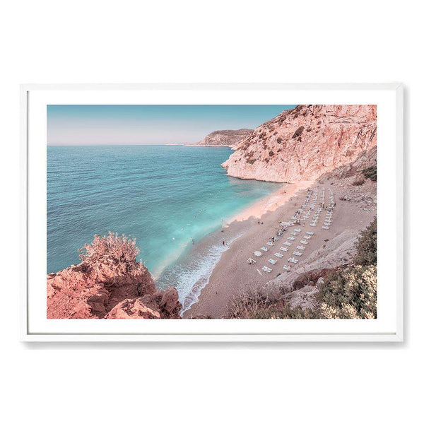 Kaputas Beach-The Paper Tree-beach,coast,coastal,cove,destination,kaputas beach,landscape,mediterrenean,ocean,orange,peach,pink,pink beach,premium art print,teal,travel,turkey,wall art,Wall_Art,Wall_Art_Prints