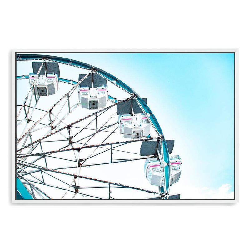 Farris Wheel-The Paper Tree-america,blue,coast,coastal,colourful,farris wheel,landscape,miami,pink,premium art print,ride,teal,themepark,vibrant,wall art,Wall_Art,Wall_Art_Prints,white