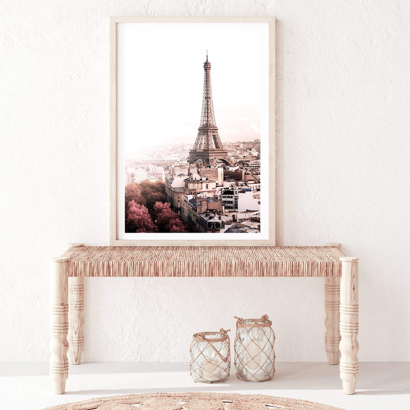 The City Of Paris-The Paper Tree-architecture,city,eiffel tower,france,french,paris,peach,pink,portrait,premium art print,romantic,view,wall art,Wall_Art,Wall_Art_Prints