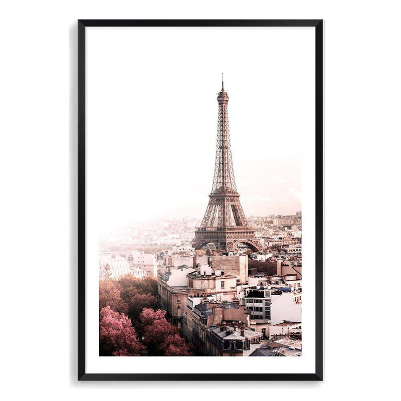 The City Of Paris-The Paper Tree-architecture,city,eiffel tower,france,french,paris,peach,pink,portrait,premium art print,romantic,view,wall art,Wall_Art,Wall_Art_Prints