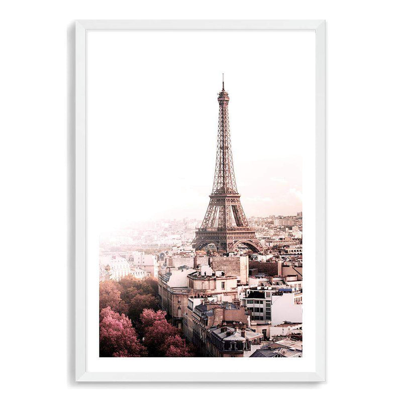 The City Of Paris-The Paper Tree-architecture,city,eiffel tower,france,french,paris,peach,pink,portrait,premium art print,romantic,view,wall art,Wall_Art,Wall_Art_Prints