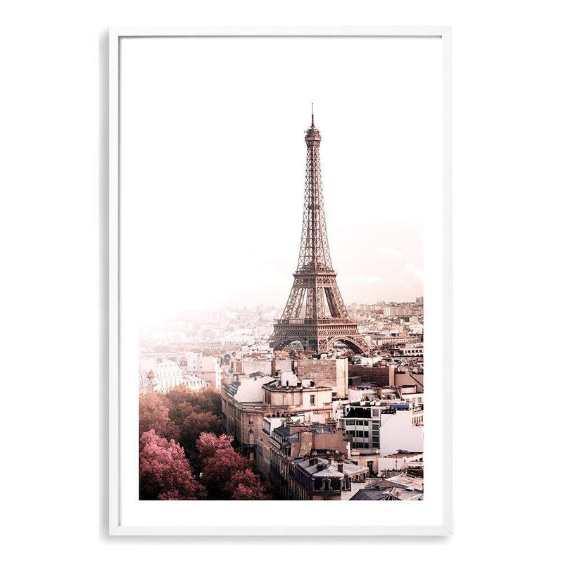 The City Of Paris-The Paper Tree-architecture,city,eiffel tower,france,french,paris,peach,pink,portrait,premium art print,romantic,view,wall art,Wall_Art,Wall_Art_Prints