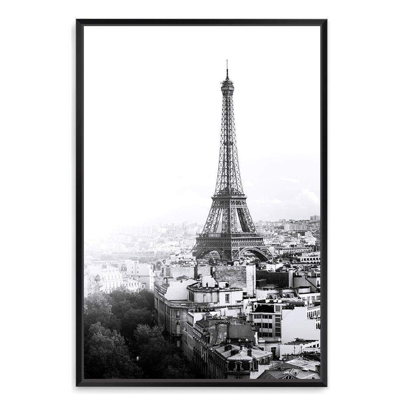 The City Of Paris II-The Paper Tree-architecture,black,black & white,city,eiffel tower,france,french,monochrome,paris,portrait,premium art print,romantic,view,wall art,Wall_Art,Wall_Art_Prints,white