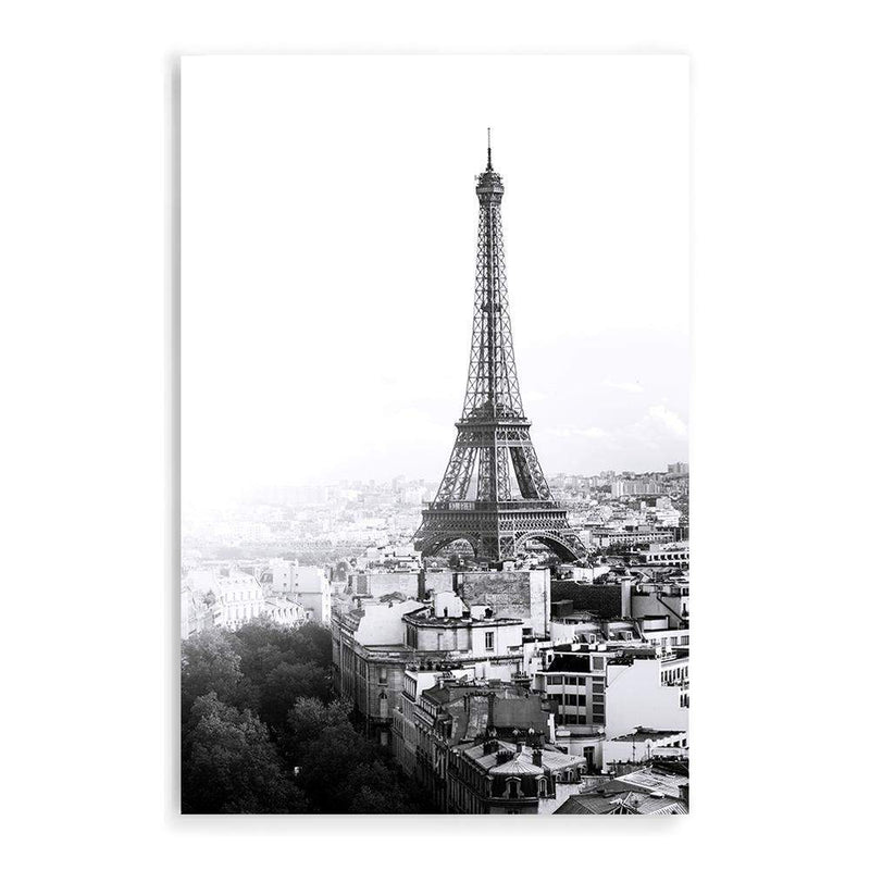 The City Of Paris II-The Paper Tree-architecture,black,black & white,city,eiffel tower,france,french,monochrome,paris,portrait,premium art print,romantic,view,wall art,Wall_Art,Wall_Art_Prints,white