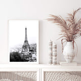 The City Of Paris II-The Paper Tree-architecture,black,black & white,city,eiffel tower,france,french,monochrome,paris,portrait,premium art print,romantic,view,wall art,Wall_Art,Wall_Art_Prints,white