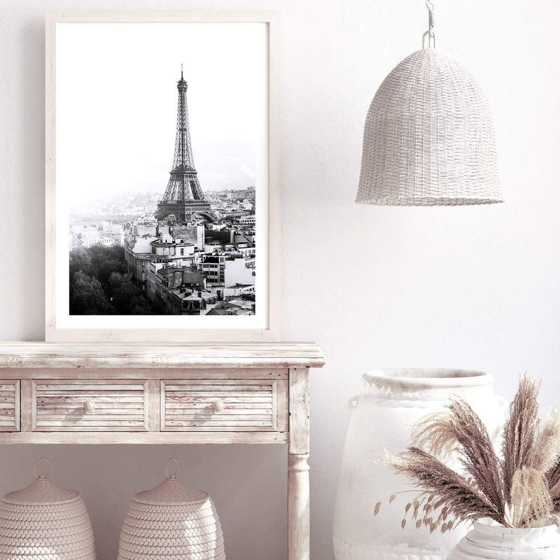 The City Of Paris II-The Paper Tree-architecture,black,black & white,city,eiffel tower,france,french,monochrome,paris,portrait,premium art print,romantic,view,wall art,Wall_Art,Wall_Art_Prints,white