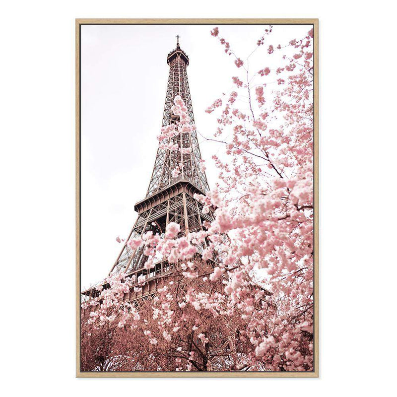 Paris in Spring-The Paper Tree-architecture,cherry blossom,cherry tree,city,eiffel tower,floral,flower,france,french,paris,peach,pink,portrait,premium art print,romantic,spring,view,wall art,Wall_Art,Wall_Art_Prints