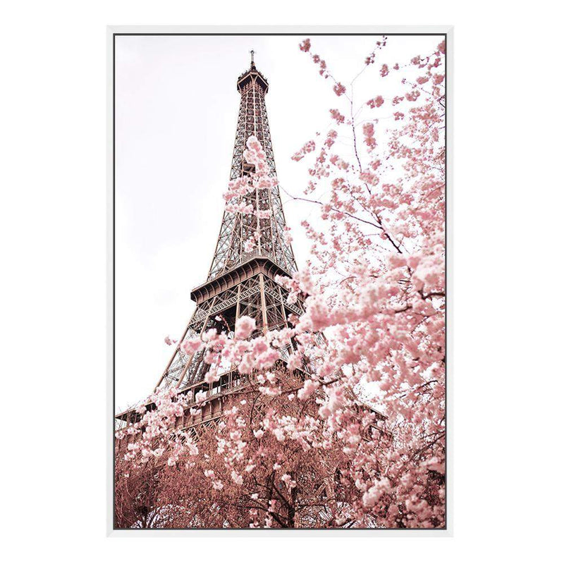 Paris in Spring-The Paper Tree-architecture,cherry blossom,cherry tree,city,eiffel tower,floral,flower,france,french,paris,peach,pink,portrait,premium art print,romantic,spring,view,wall art,Wall_Art,Wall_Art_Prints