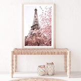 Paris in Spring-The Paper Tree-architecture,cherry blossom,cherry tree,city,eiffel tower,floral,flower,france,french,paris,peach,pink,portrait,premium art print,romantic,spring,view,wall art,Wall_Art,Wall_Art_Prints