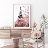 Paris in Spring-The Paper Tree-architecture,cherry blossom,cherry tree,city,eiffel tower,floral,flower,france,french,paris,peach,pink,portrait,premium art print,romantic,spring,view,wall art,Wall_Art,Wall_Art_Prints