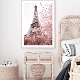 Paris in Spring-The Paper Tree-architecture,cherry blossom,cherry tree,city,eiffel tower,floral,flower,france,french,paris,peach,pink,portrait,premium art print,romantic,spring,view,wall art,Wall_Art,Wall_Art_Prints