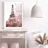 Paris in Spring-The Paper Tree-architecture,cherry blossom,cherry tree,city,eiffel tower,floral,flower,france,french,paris,peach,pink,portrait,premium art print,romantic,spring,view,wall art,Wall_Art,Wall_Art_Prints