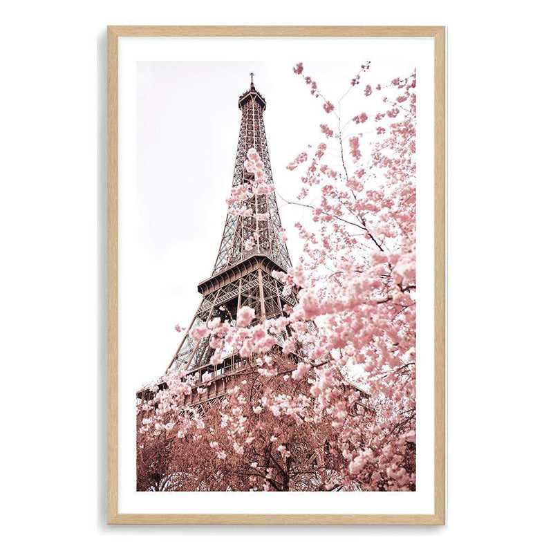 Paris in Spring-The Paper Tree-architecture,cherry blossom,cherry tree,city,eiffel tower,floral,flower,france,french,paris,peach,pink,portrait,premium art print,romantic,spring,view,wall art,Wall_Art,Wall_Art_Prints