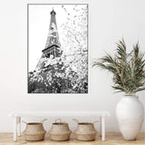 Paris in Spring II-The Paper Tree-architecture,black & white,BLACK AND WHITE,cherry blossom,cherry tree,city,eiffel tower,floral,flower,france,french,monochrome,paris,portrait,premium art print,romantic,spring,view,wall art,Wall_Art,Wall_Art_Prints