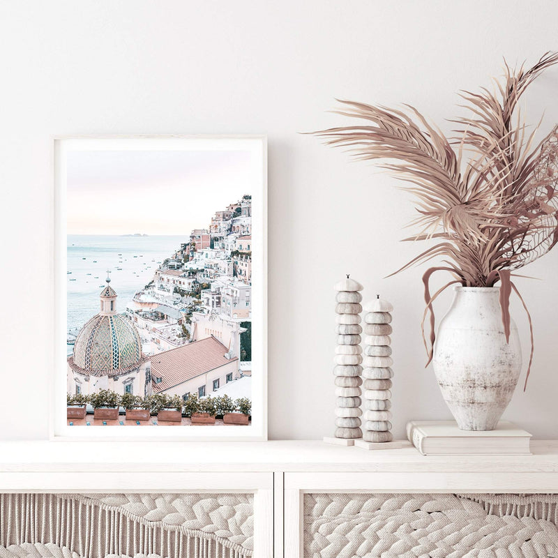 Positano Sunset-The Paper Tree-amalfi,amalfi coast,boho,europe,hamptons,italian city,italy,ocean,peach,portrait,positano,positano sunset,premium art print,sunset,travel,wall art,Wall_Art,Wall_Art_Prints