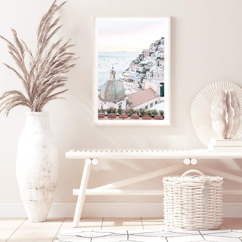 Positano Sunset-The Paper Tree-amalfi,amalfi coast,boho,europe,hamptons,italian city,italy,ocean,peach,portrait,positano,positano sunset,premium art print,sunset,travel,wall art,Wall_Art,Wall_Art_Prints