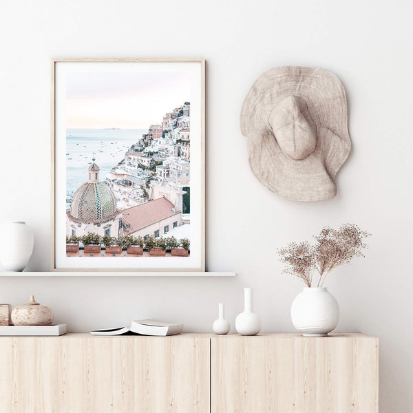 Positano Sunset-The Paper Tree-amalfi,amalfi coast,boho,europe,hamptons,italian city,italy,ocean,peach,portrait,positano,positano sunset,premium art print,sunset,travel,wall art,Wall_Art,Wall_Art_Prints