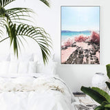 Pink Waves-The Paper Tree-beach,blue,coast,coastal,crashing waves,ocean,pink,pink beach,pink sand,pink waves,portrait,premium art print,rocks,sand,teal,wall art,Wall_Art,Wall_Art_Prints,water,waves