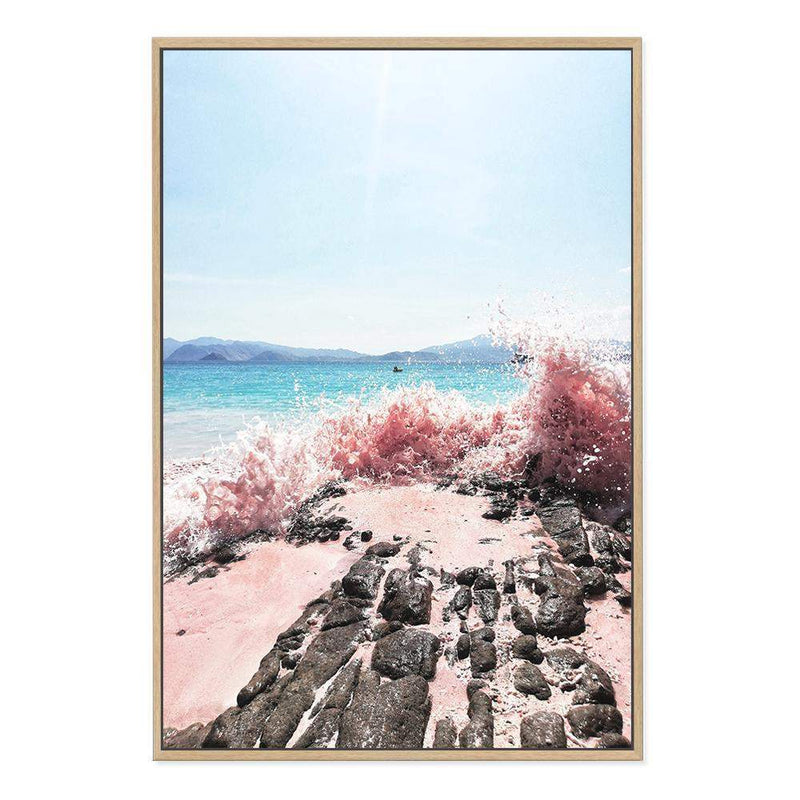 Pink Waves-The Paper Tree-beach,blue,coast,coastal,crashing waves,ocean,pink,pink beach,pink sand,pink waves,portrait,premium art print,rocks,sand,teal,wall art,Wall_Art,Wall_Art_Prints,water,waves