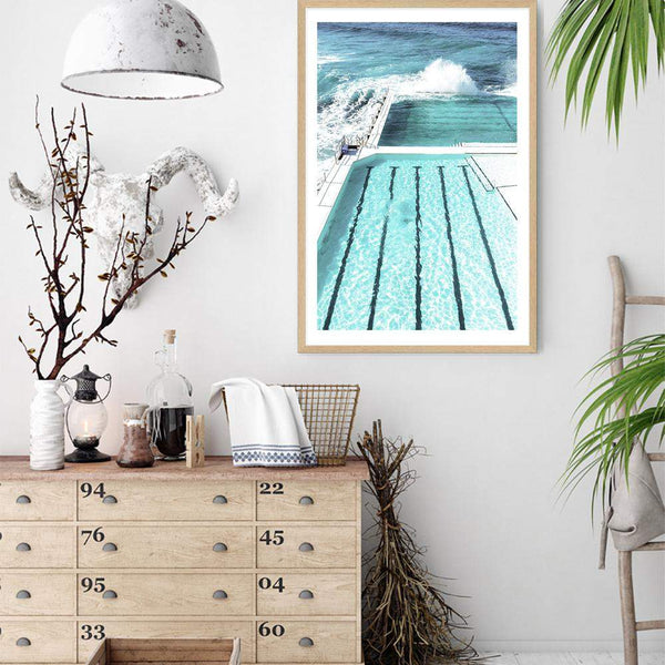 Bondi Ocean Pool-The Paper Tree-australia,australian,australian beach,beach,blue,bondi,bondi beach,bondi pool,coast,coastal,famous,hamptons,ocean,ocean pool,pool,portrait,premium art print,teal,wall art,Wall_Art,Wall_Art_Prints